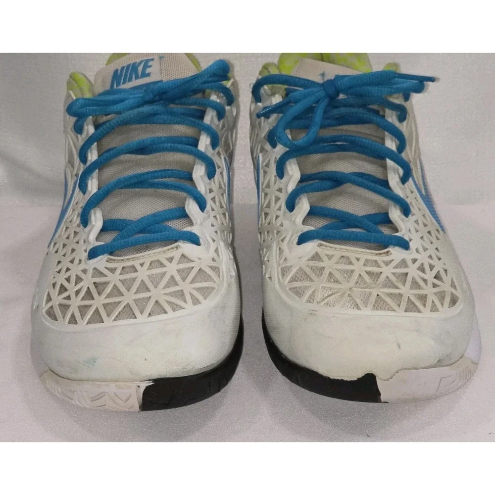 Nike Zoom Cage 2  Athletic Tennis‎ Shoes White Volt Blue 705247-147 Mens Size 9